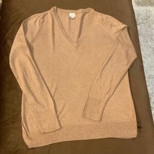 A New Day Tan L V Neck Sweater Classic Minimalist Normcore Cottagecore
